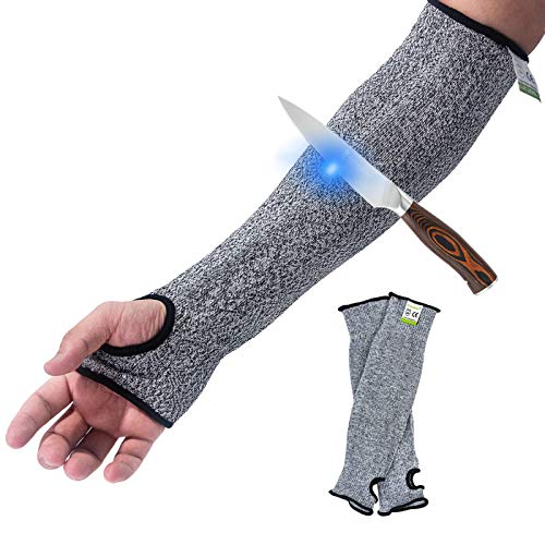 Cut Resistant Sleeves 18 in Length Arm Protection Knit Sleeves, L...