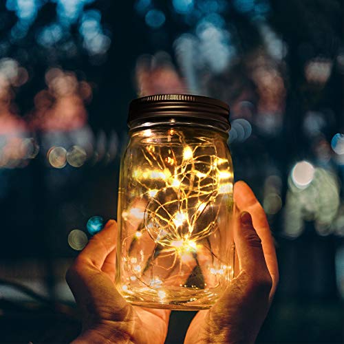 Urvoix Solar Mason Jar Lights - 8 Pack 30 Led String Waterproof Li...