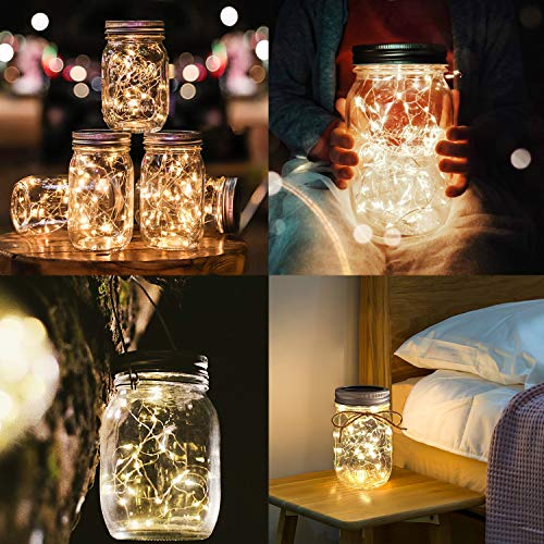 Urvoix Solar Mason Jar Lights - 8 Pack 30 Led String Waterproof Li...