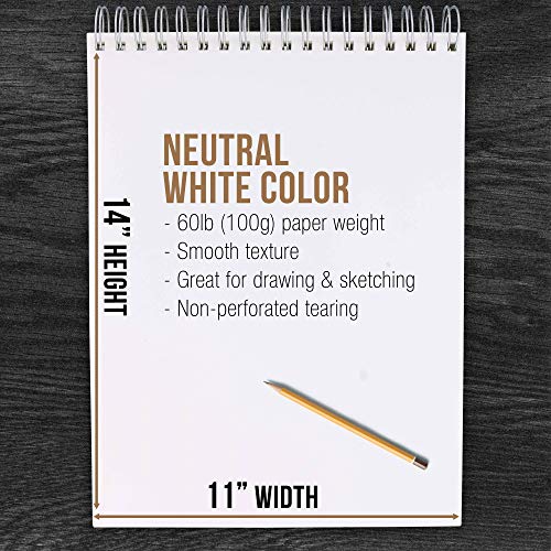 U.S. Art Supply 11 x 14 Premium Spiral Bound Sketch Pad, Pad of ...