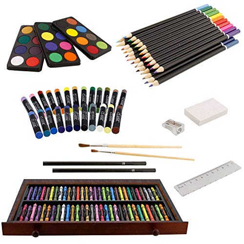U.S. Art Supply 143 Piece-Mega Wood Box Art, Painting & Drawing Se...