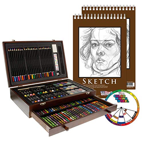 U.S. Art Supply 143 Piece-Mega Wood Box Art, Painting & Drawing Se...