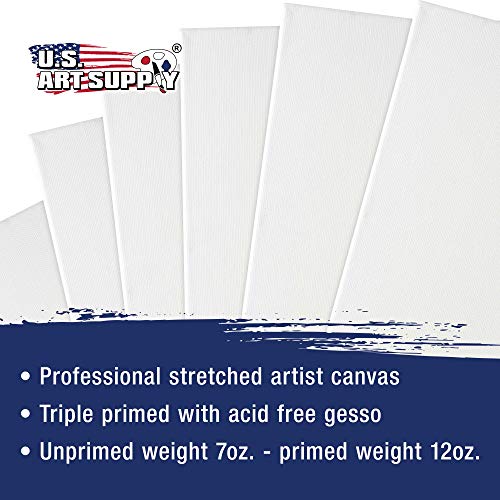 U.S. Art Supply 4 x 12 inch Stretched Canvas 12-Ounce Primed 6-Pac...