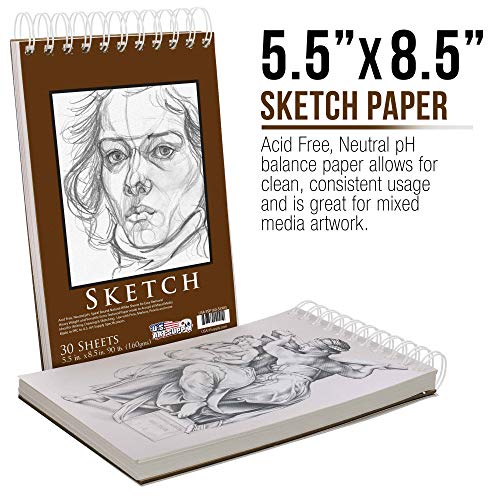 U.S. Art Supply 5.5 x 8.5 Premium Heavy-Weight Paper Spiral Boun...