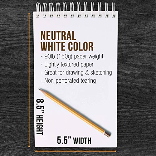 U.S. Art Supply 5.5 x 8.5 Premium Heavy-Weight Paper Spiral Boun...