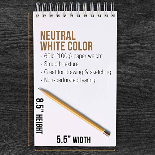 U.S. Art Supply 5.5 x 8.5 Premium Spiral Bound Sketch Pad, Pack...