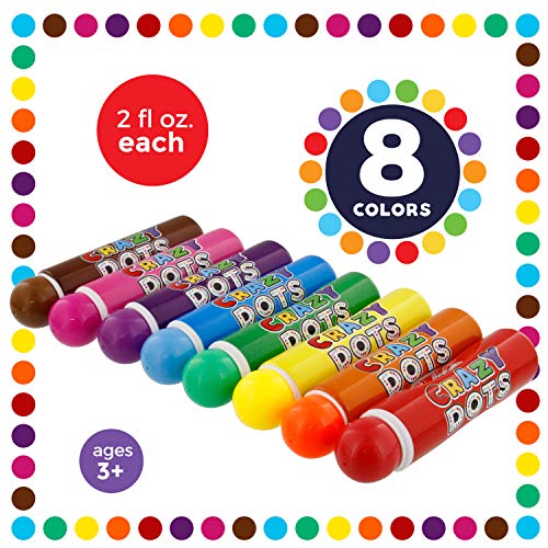 U.S. Art Supply 8 Color Crazy Dots Markers - Childrens Washable E...
