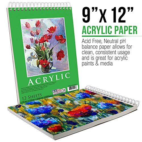 U.S. Art Supply 9 x 12 Premium Extra Heavy-Weight Acrylic Painti...