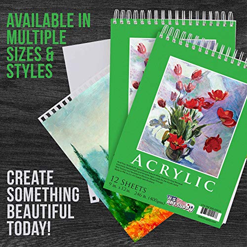 U.S. Art Supply 9 x 12 Premium Extra Heavy-Weight Acrylic Painti...