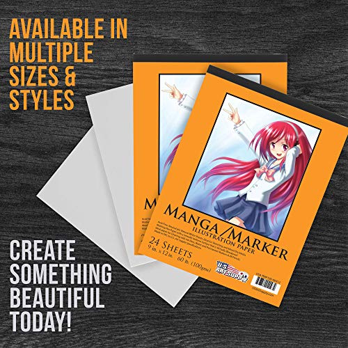 U.S. Art Supply 9 x 12 Premium Manga-Marker Paper Pad, 60 Pound ...