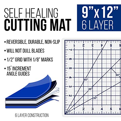 U.S. Art Supply 9 x 12 White/Blue Professional Self Healing 5-6 ...