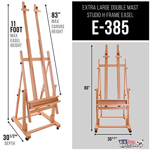 U.S. Art Supply Extra Large Double Mast Wooden H-Frame Studio Floo...