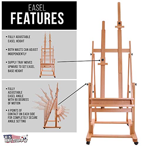 U.S. Art Supply Extra Large Double Mast Wooden H-Frame Studio Floo...
