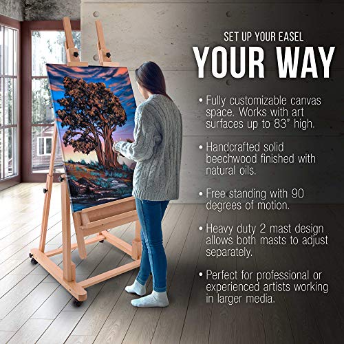 U.S. Art Supply Extra Large Double Mast Wooden H-Frame Studio Floo...