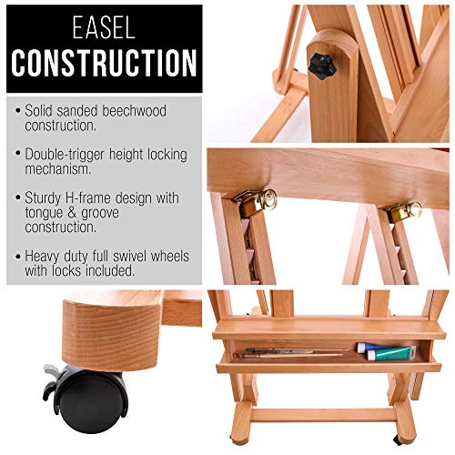 U.S. Art Supply Extra Large Double Mast Wooden H-Frame Studio Floo...