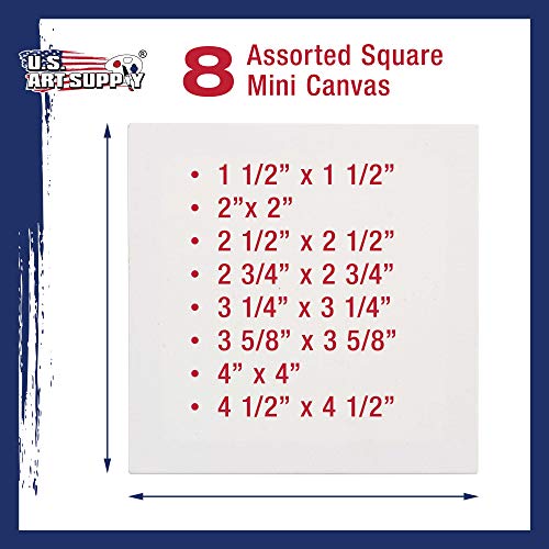 U.S. Art Supply Mini Stretched Canvas 10-Ounce Primed Square Assor...