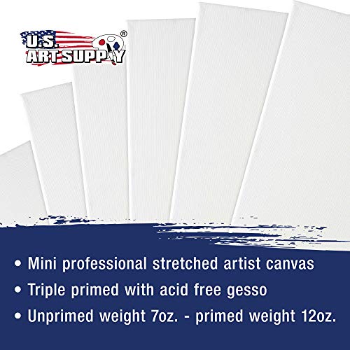 U.S. Art Supply Mini Stretched Canvas 10-Ounce Primed Square Assor...