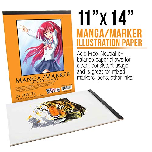 U.S. Art Supply Pack of 2 Pads - 11 x 14 Premium Manga-Marker ...