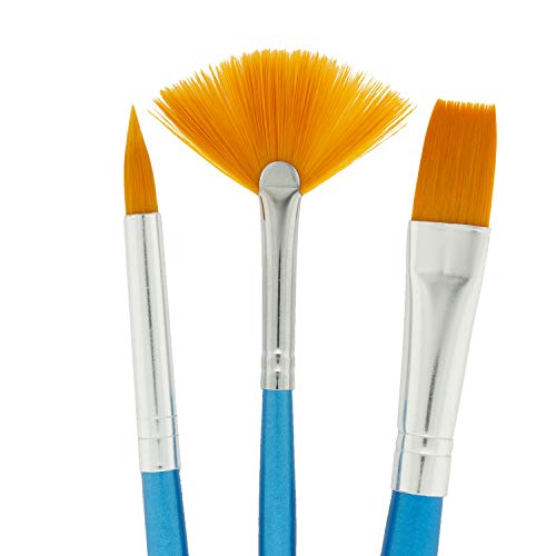 US Art Supply 12-Piece Short Handle Nylon Hair Artist Paint Brush ...