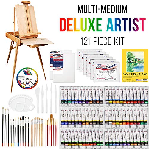 US ART SUPPLY 121-Piece Custom Artist Painting Kit with Coronado S...
