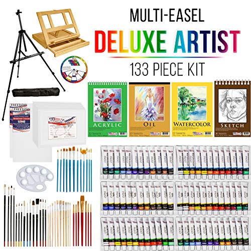 US Art Supply 133pc Deluxe Artist Painting Set with Aluminum and W...