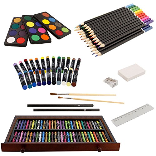 US Art Supply 162 Piece-Deluxe Mega Wood Box Art, Painting & Drawi...