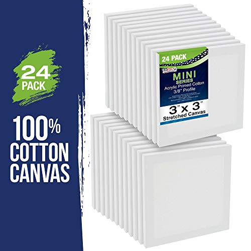 US Art Supply 3 x 3 Mini Professional Primed Stretched Canvas 1...