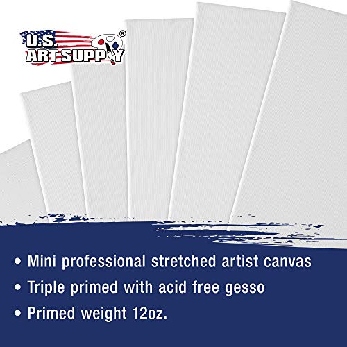US Art Supply 3 x 3 Mini Professional Primed Stretched Canvas 1...