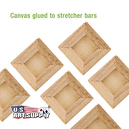 US Art Supply 3 x 3 Mini Professional Primed Stretched Canvas 1...