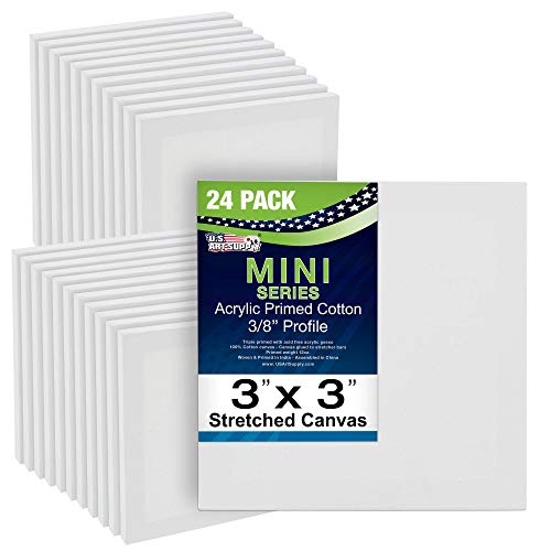 US Art Supply 3 x 3 Mini Professional Primed Stretched Canvas 1...