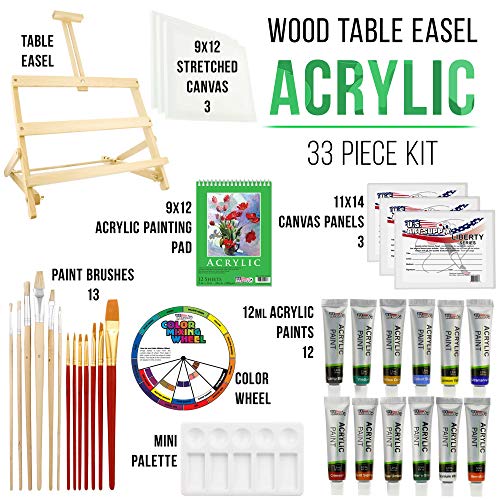 US Art Supply 33 Piece Custom Artist Acrylic Painting Set with Tab...
