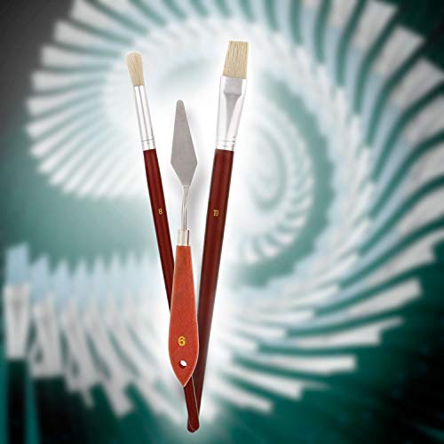 US Art Supply 6-Piece Short Handle Nylon Hair & Bristle Artist Pai...