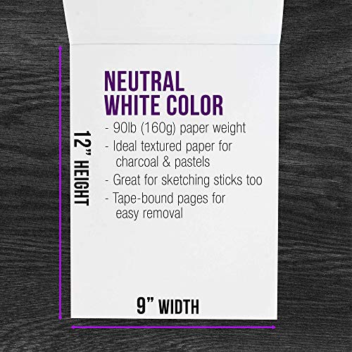 US Art Supply 9 in. x 12 in. Premium Heavy-Weight Charcoal Paper P...