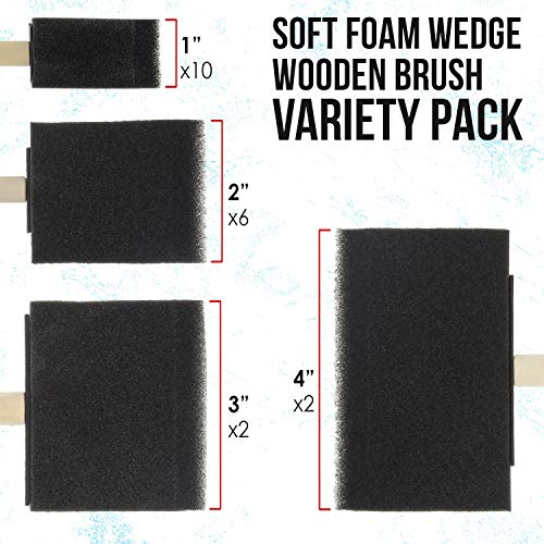US Art Supply Variety Pack Foam Sponge Wood Handle Paint Brush Set...