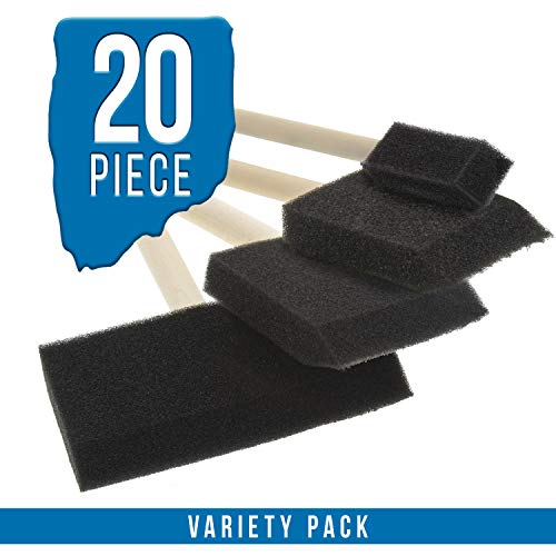 US Art Supply Variety Pack Foam Sponge Wood Handle Paint Brush Set...