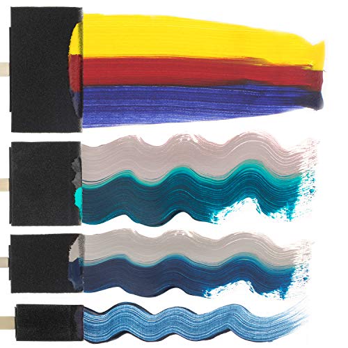 US Art Supply Variety Pack Foam Sponge Wood Handle Paint Brush Set...