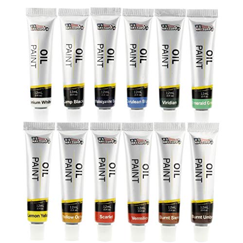 US Art Supply Wood Studio Table Easel & Paint Box Set with 12 Pai...
