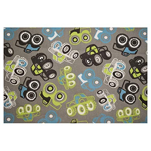 Beige Monster Trucks 100% Cotton Canvas Duck 7 oz Drapery Plain We...
