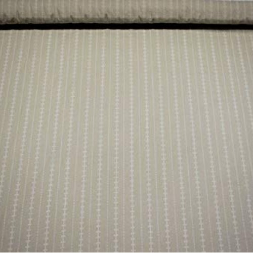 Natural Perforated Striped Embroidered 100% Cotton Fabric 55 Wide...