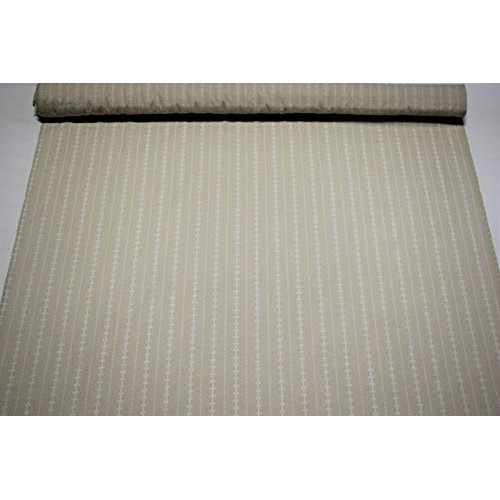 Natural Perforated Striped Embroidered 100% Cotton Fabric 55 Wide...