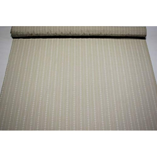 Natural Perforated Striped Embroidered 100% Cotton Fabric 55 Wide...