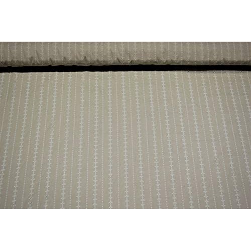 Natural Perforated Striped Embroidered 100% Cotton Fabric 55 Wide...