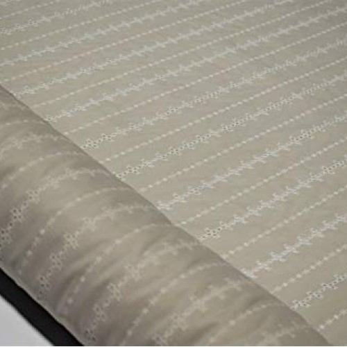 Natural Perforated Striped Embroidered 100% Cotton Fabric 55 Wide...
