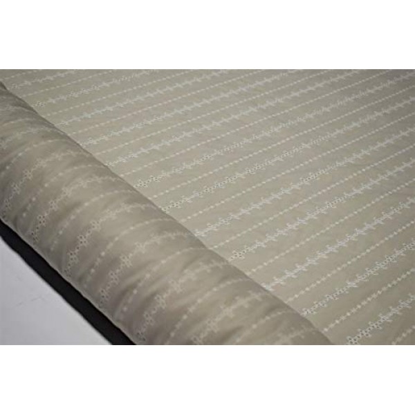Natural Perforated Striped Embroidered 100% Cotton Fabric 55 Wide...