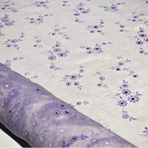 Embroidered Organza Lavender Sheer Dress Apparel Veil Fabric Suede...