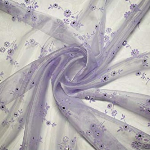 Embroidered Organza Lavender Sheer Dress Apparel Veil Fabric Suede...