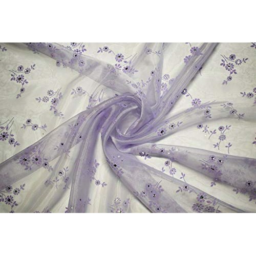 Embroidered Organza Lavender Sheer Dress Apparel Veil Fabric Suede...