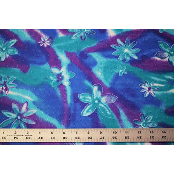 Teal Purple Island Floral Swiss Dot 100% Cotton Lawn Sheer Apparel...