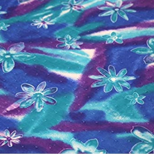 Teal Purple Island Floral Swiss Dot 100% Cotton Lawn Sheer Apparel...