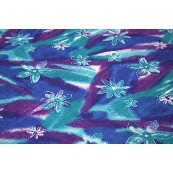 Teal Purple Island Floral Swiss Dot 100% Cotton Lawn Sheer Apparel...